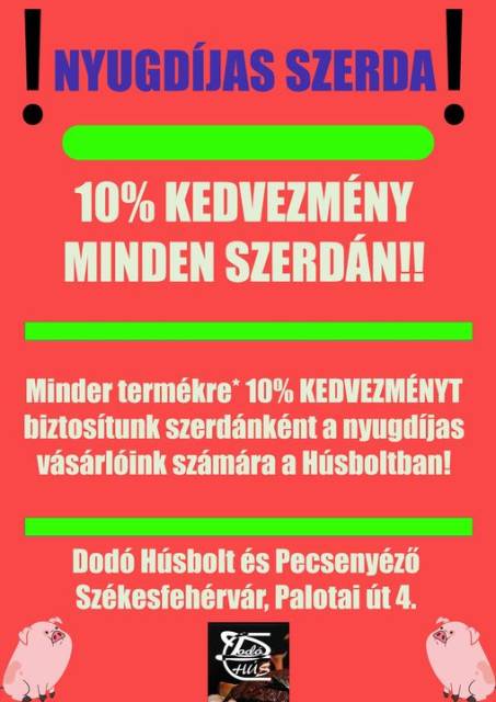 - 10% nyugdíjas kedvezmény