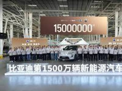 Legyártotta a BYD a 15 milliomodik új energiákkal hajtott járművét